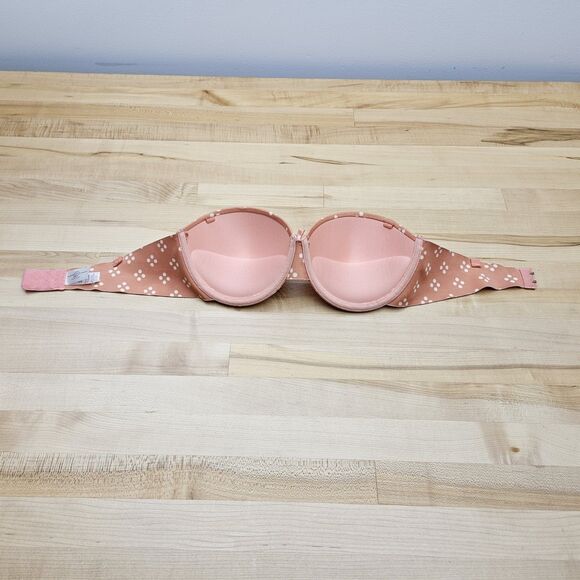 Chinese Laundry Bra 34C Demi Pushup Peach Pink Underwire Strapless - Picture 3 of 6